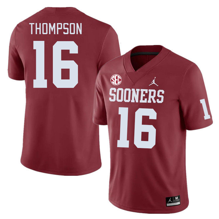 #16 Casey Thompson Oklahoma Sooners 2024 SEC Conference College Football Jerseys-Crimson